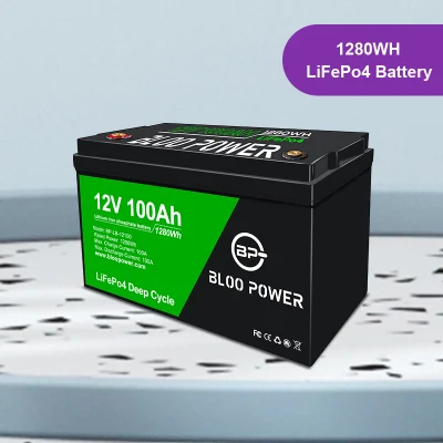 Bloopower Batteria agli ioni di litio a ciclo profondo 12 V Luce solare LiFePO4 per piattaforma di lavoro aereo elettrica Autobus turistico Veicoli ricreativi Backup